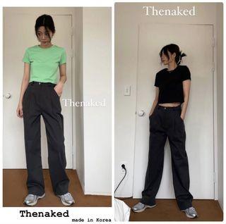 Thenaked 三月新品 拉釦長直筒褲 /墨黑