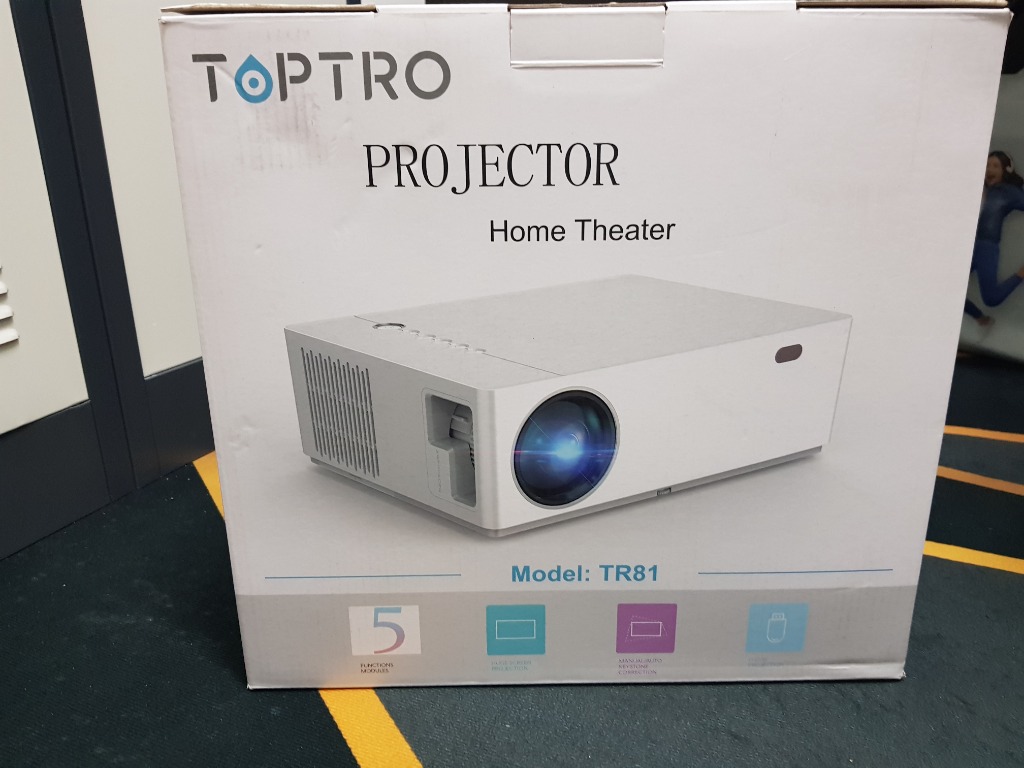 TOPTRO TR81 Native 1080P Bluetooth Projector in White - 350