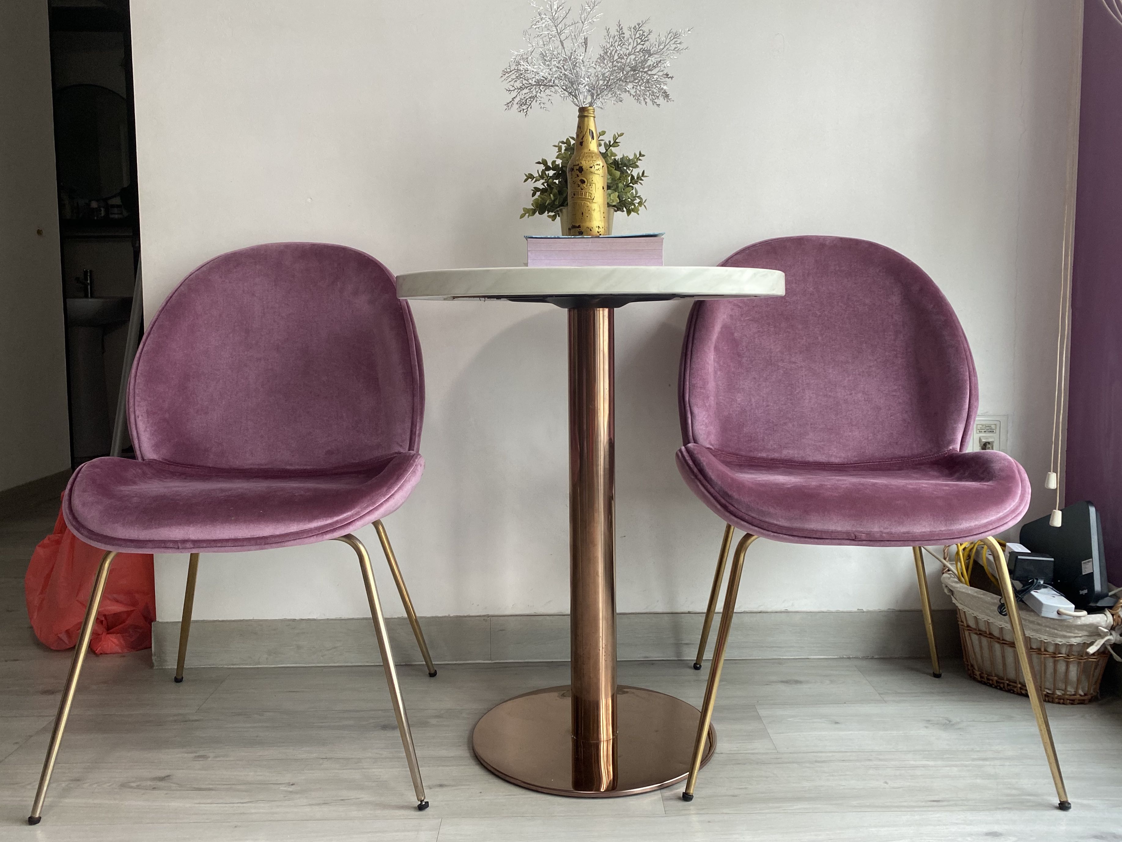 purple velvet dining chairs