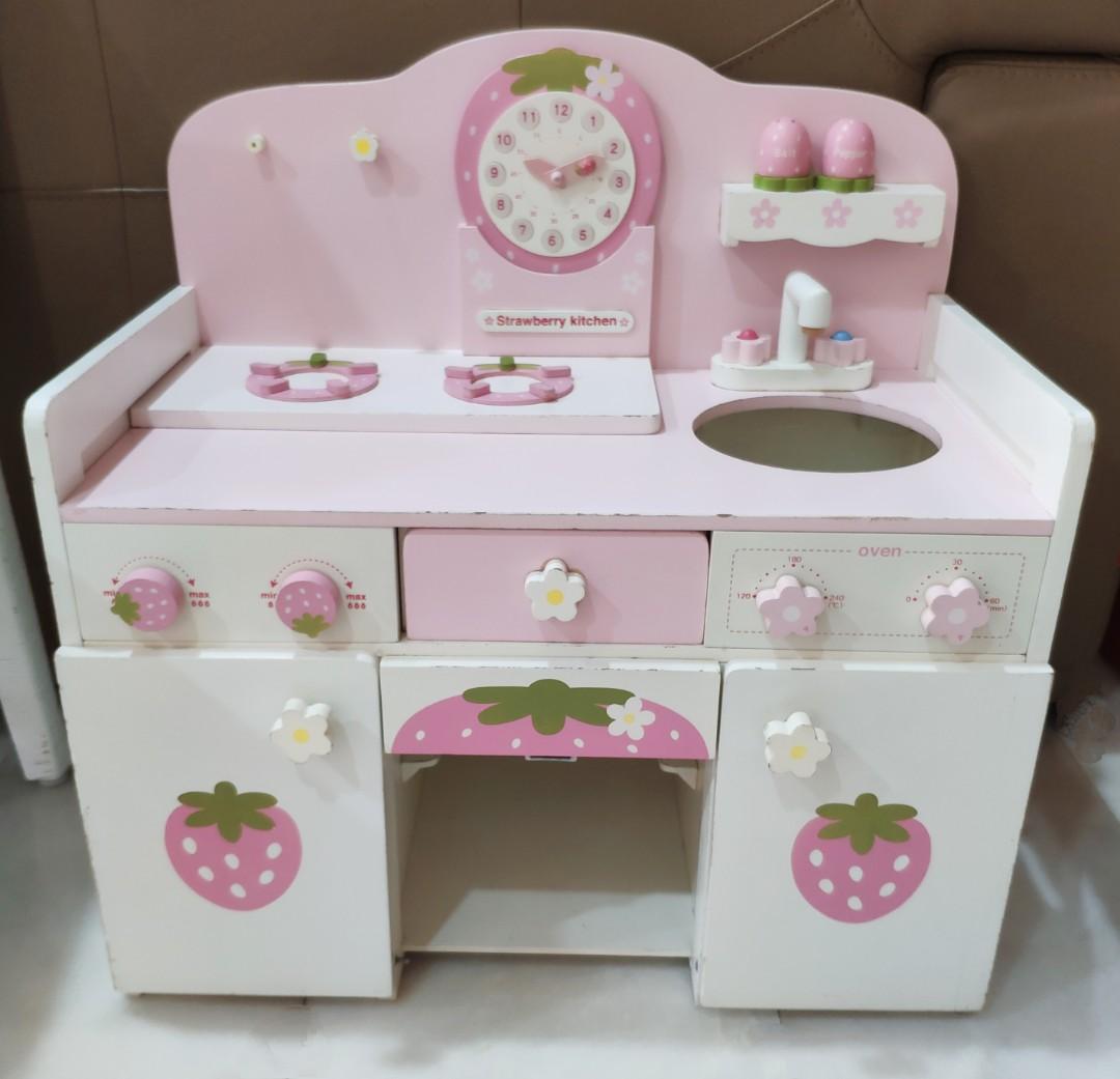 Wooden strawberry kitchen kids pretend play Hobbies Toys Toys