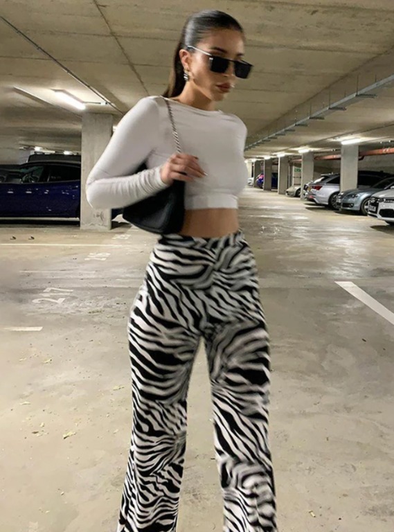 zebra flare pants Women s Fashion Bottoms Other Bottoms on Carousell