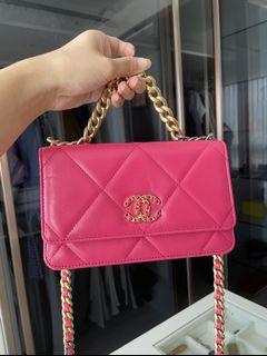 100% 真品 Chanel woc 19 鏈帶錢包 桃紅色