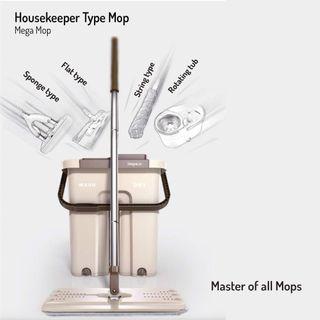 2 in 1 Scratch Square Mop with Bucket and 2 Mop Pads Self Wash and