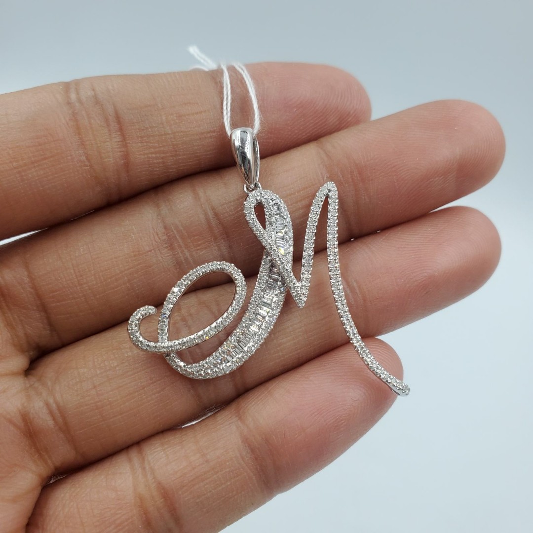 Letter m diamond pendant top