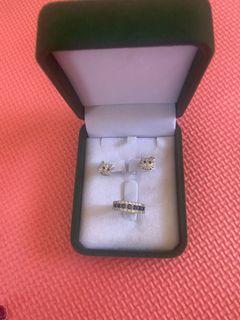 925 silver set earings&ring AMETHYST