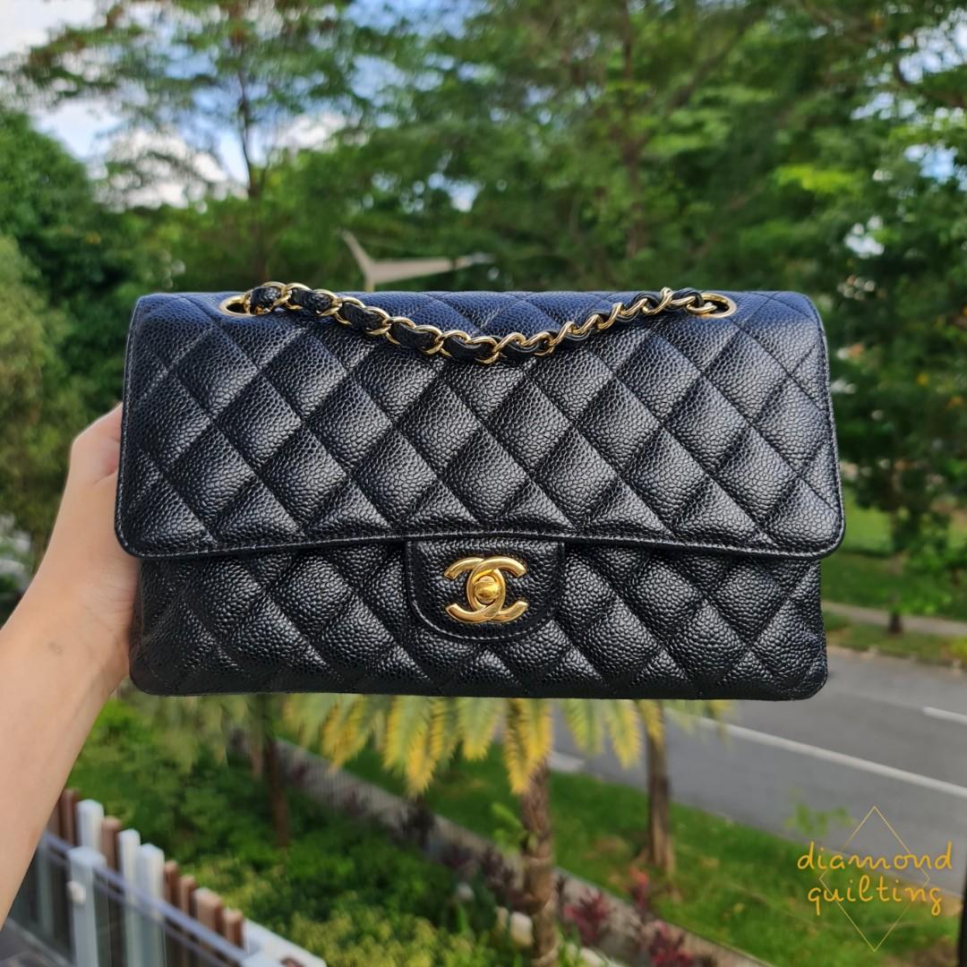 Chanel Black/Gold Leather Pure Classic Medium Double Flap Bag