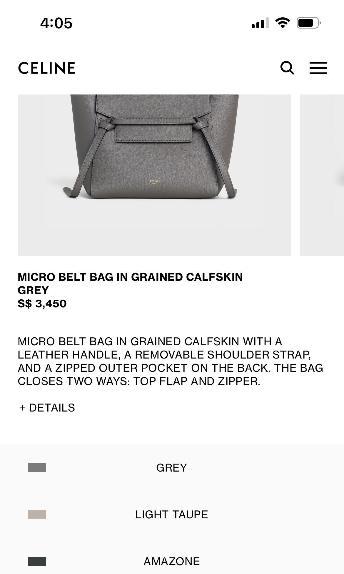 MICRO BELT BAG IN GRAINED CALFSKIN - GREY
