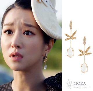 Anting Bunga earrings panjang gantung batu Korea kdrama