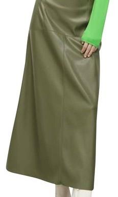 Green leather flare skirt discount