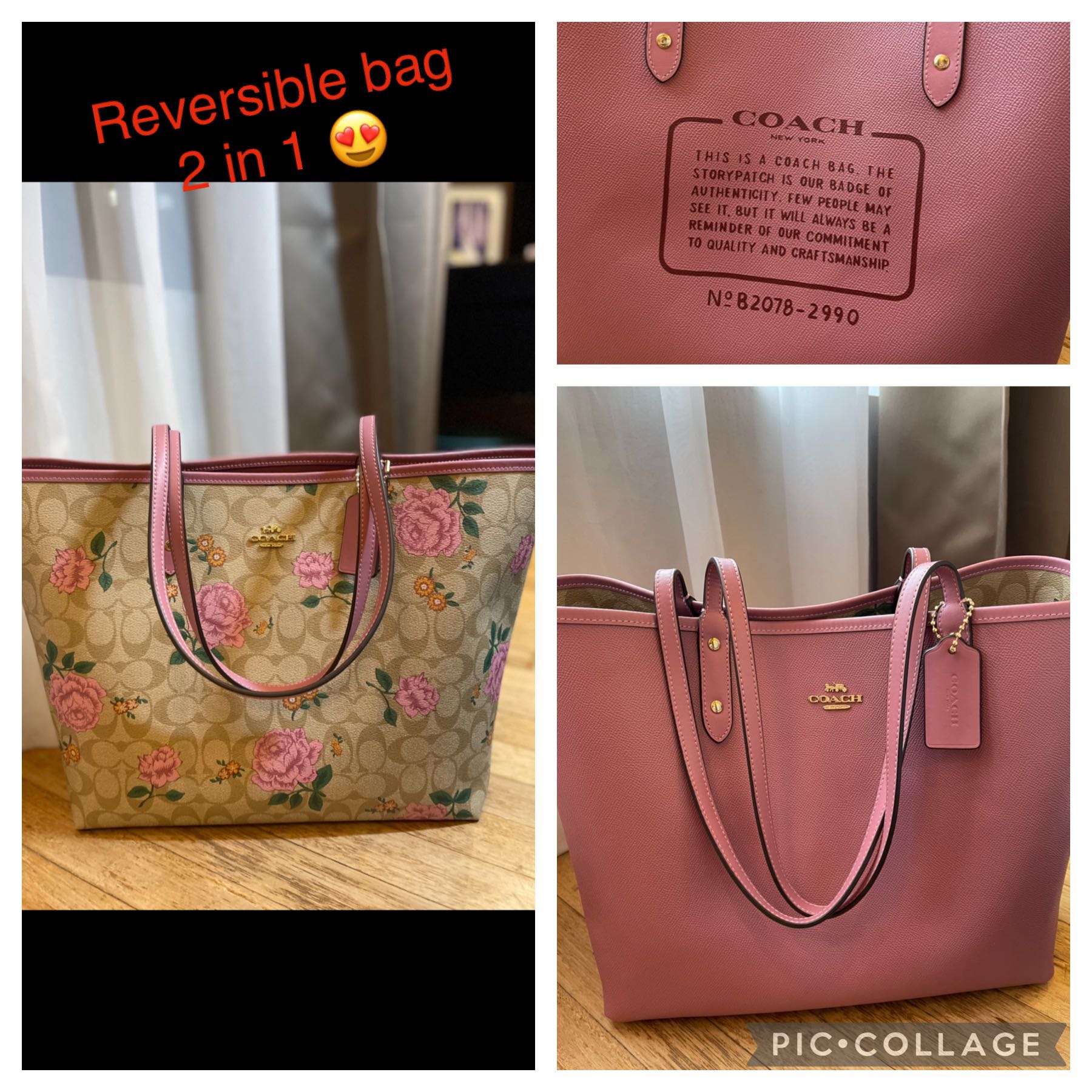 Reversible city tote in signature canvas with prairie rose print sales