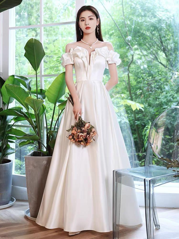White prom dress new arrivals off the shoulder
