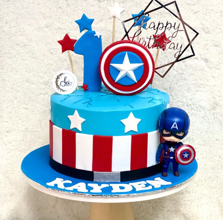 Captain America birthday cake for my 8 year old! Still nervous to try  fondant! : r/cakedecorating