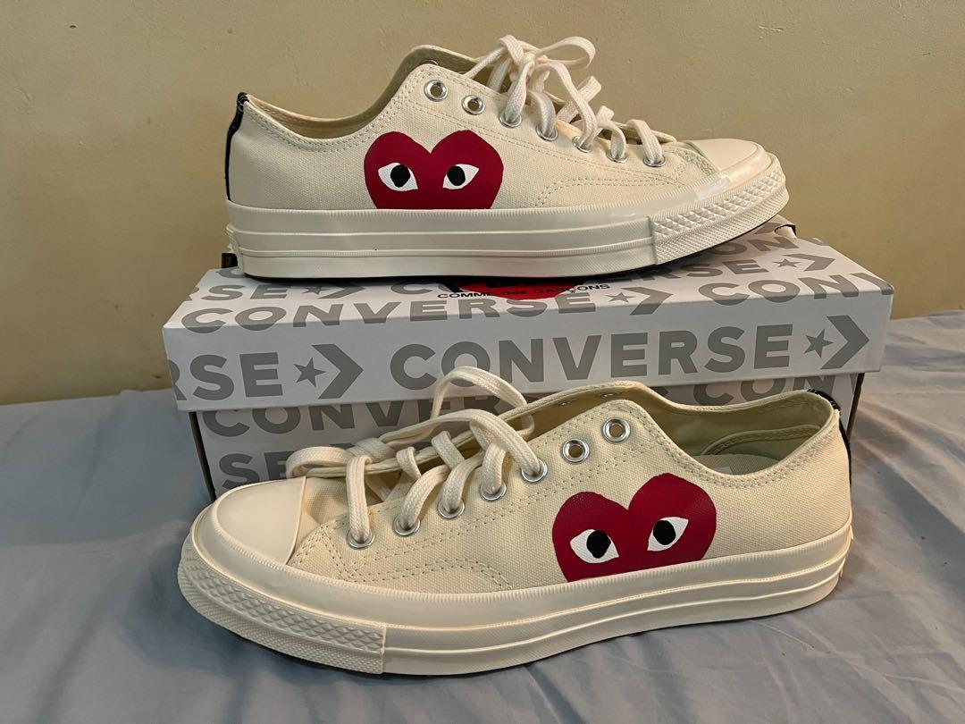 cdg x converse cream white, Men's Fashion, Footwear, Sneakers on Carousell