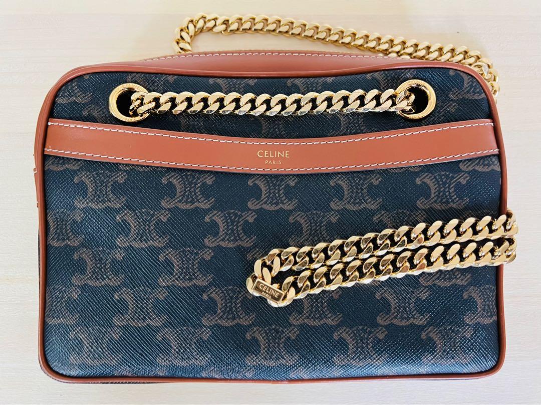 CELINE SMALL PATAPANS IN TRIOMPHE CANVAS AND CALFSKIN TAN], 名牌