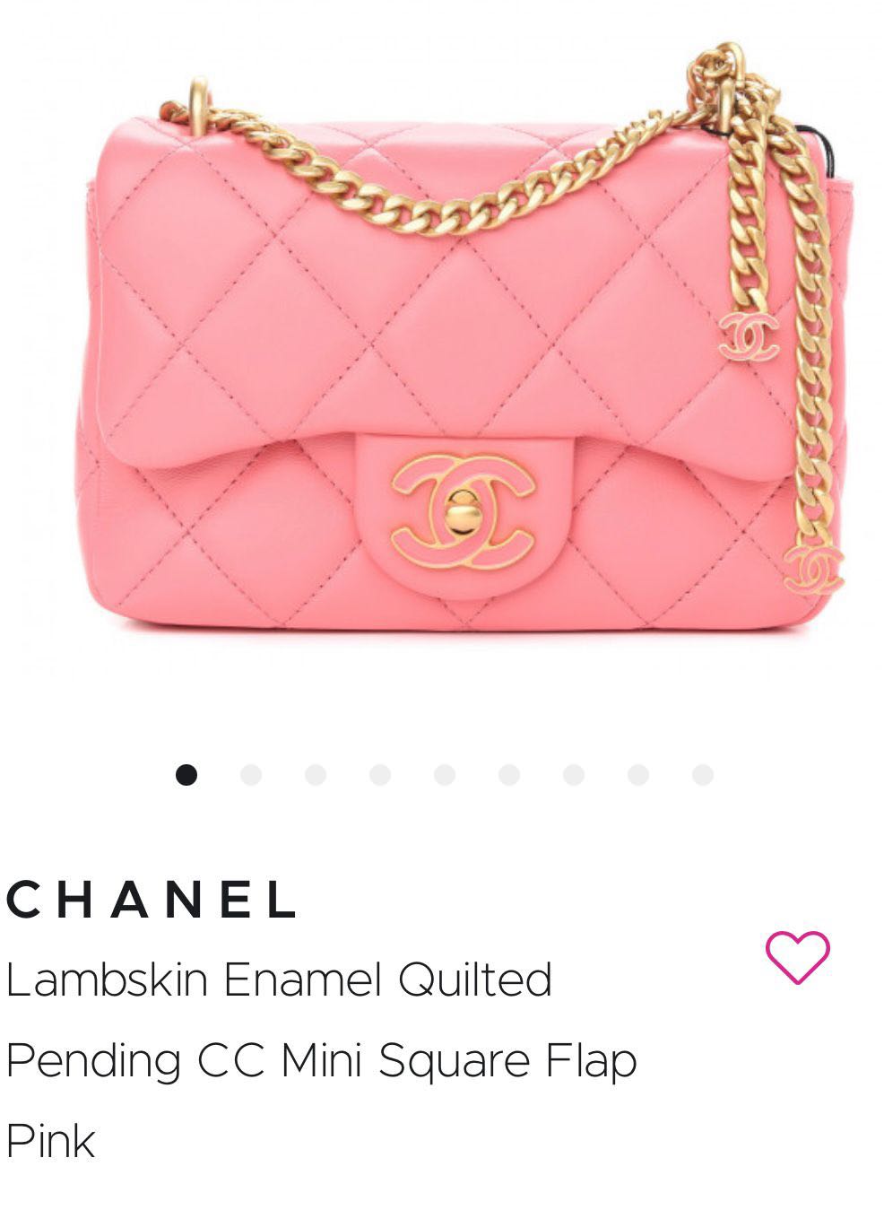 Chanel 22P Mini Square Flap Bag Lambskin Pink With Enamel And Gold Hardware  (Microchip)