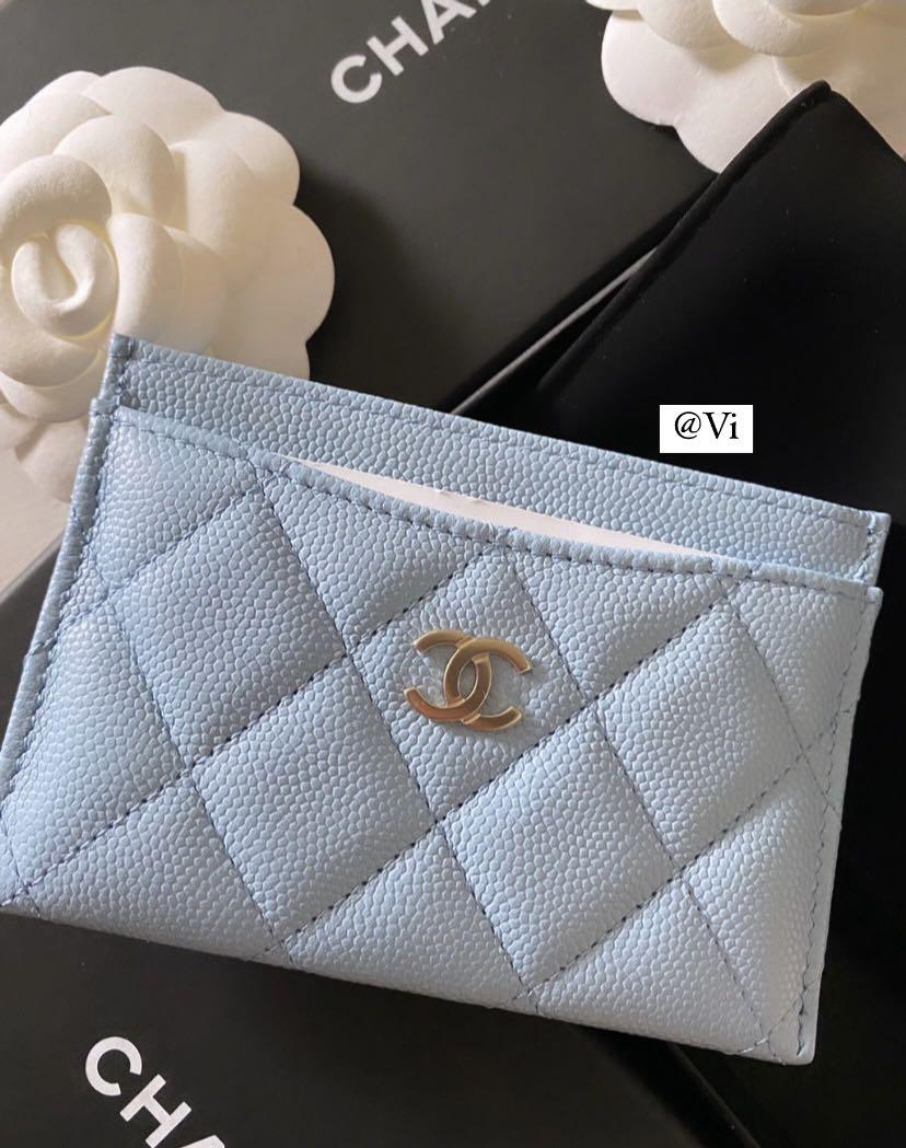CHANEL Lambskin Quilted Chanel 19 Card Holder Blue 696830  FASHIONPHILE