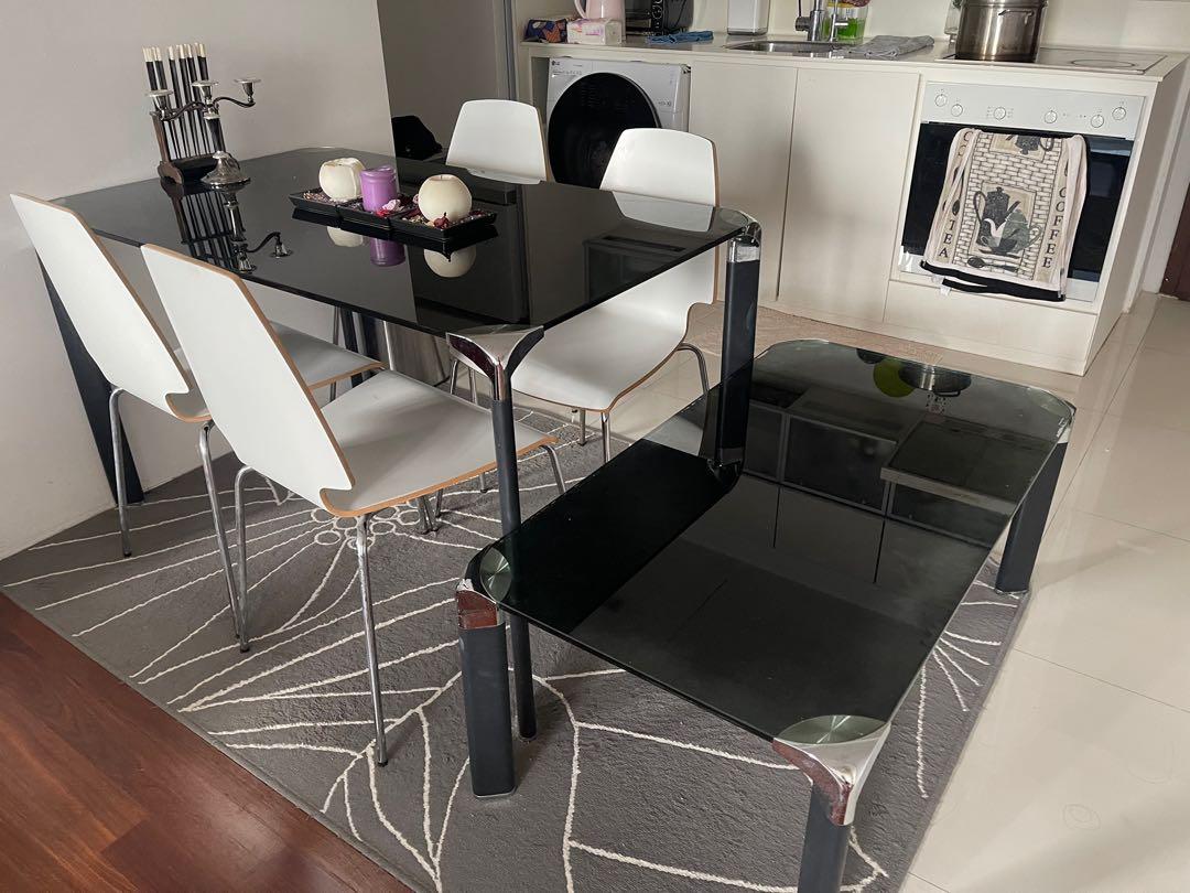 Coffee Table plus Dining Table with 4 chairs, Furniture & Home Living
