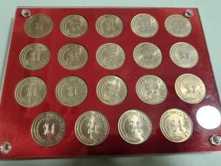 customised frame make for 19pcs $1 merlion coin set