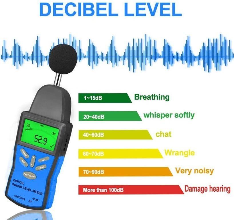 Decibel Meter, Digital Sound Level Meter AP882A Sound Monitor Tester Range from 30130dB