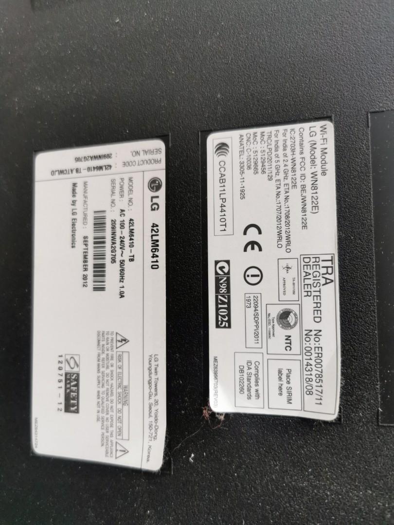 Faulty LG TV Model WN8122E, TV & Home Appliances, TV & Entertainment