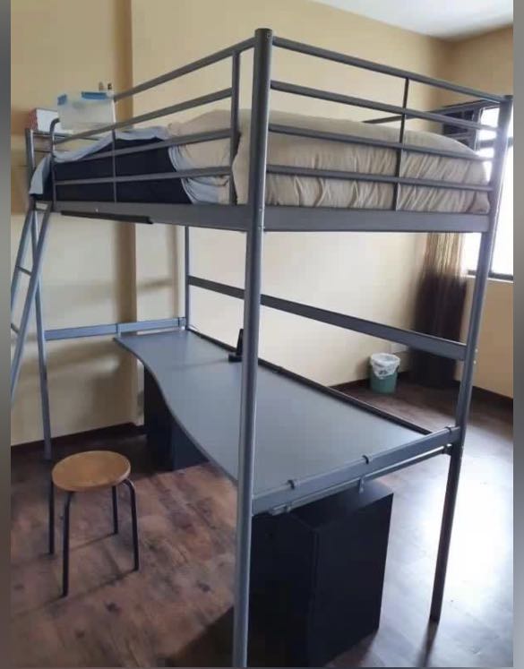 Free Delivery Ikea Loft Bed Furniture, Ikea Grey Metal Loft Bed With Desk