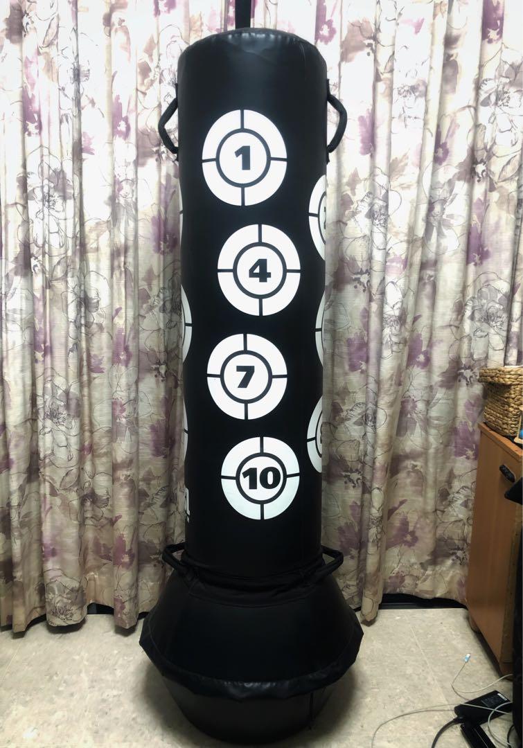 free standing punch bag and gloves