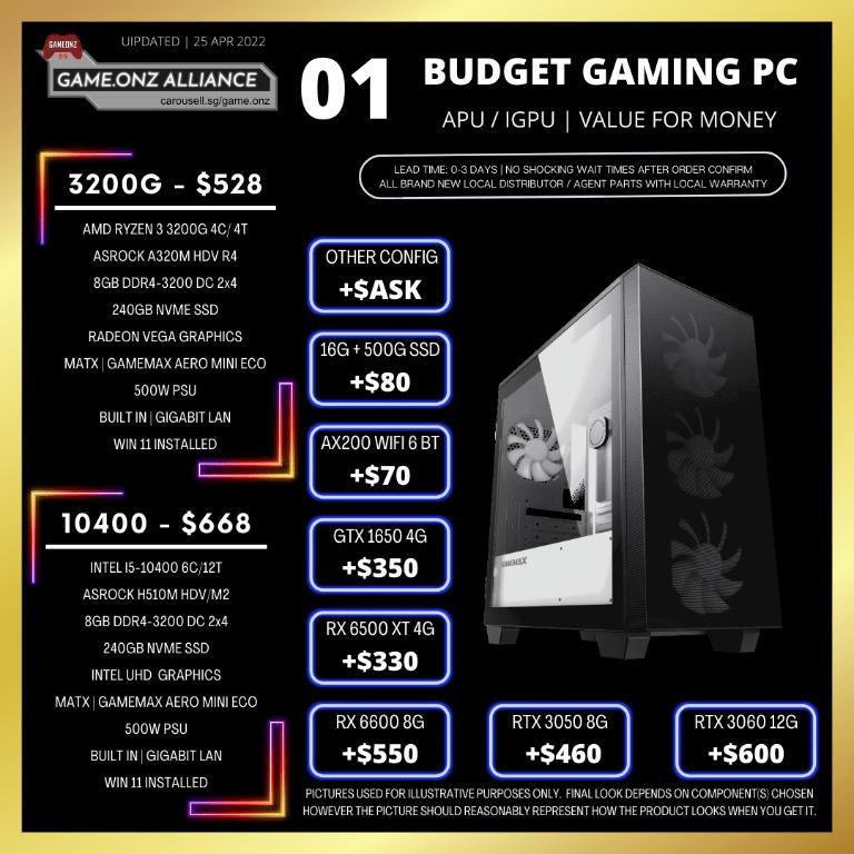 GAMEMAX AERO MINI ECO BUILDS AMD RYZEN 3600 4500 5600 5600X