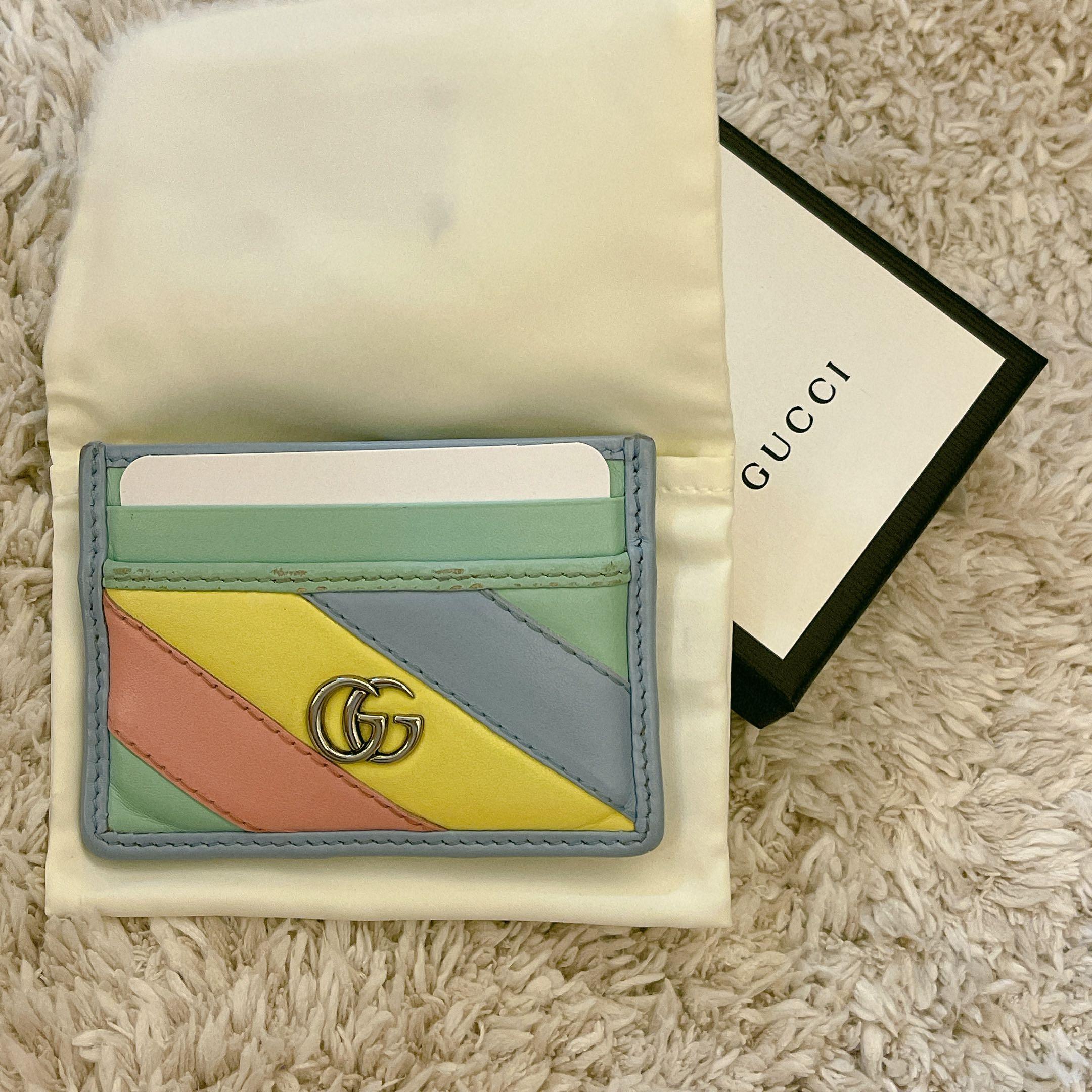 Gucci Marmont Card Case Wallet GG (5 Card Slot) Pastel Green in Matelasse  Calfskin Leather with Palladium-tone - US