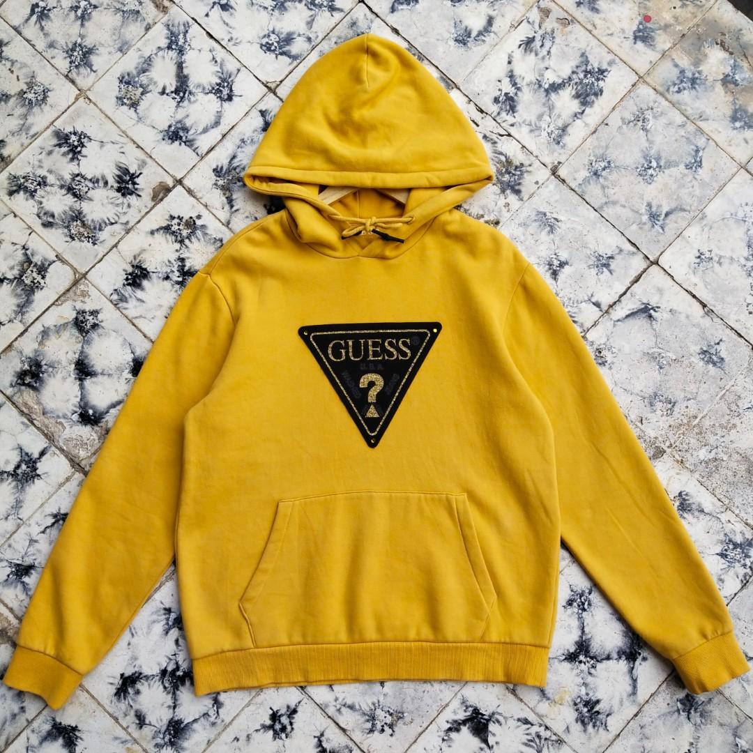 Guess yellow hoodie cheap