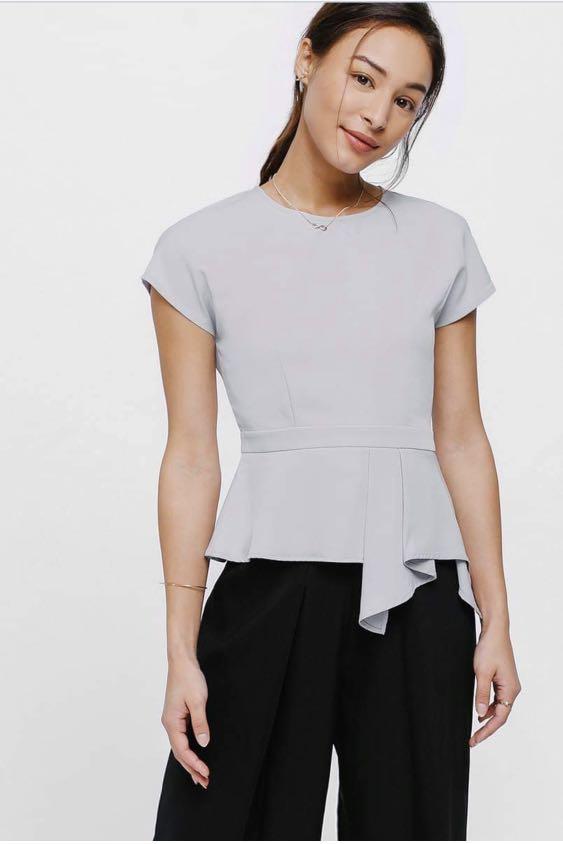 LB Gygle Asymmetrical Side Pleat Peplum Top