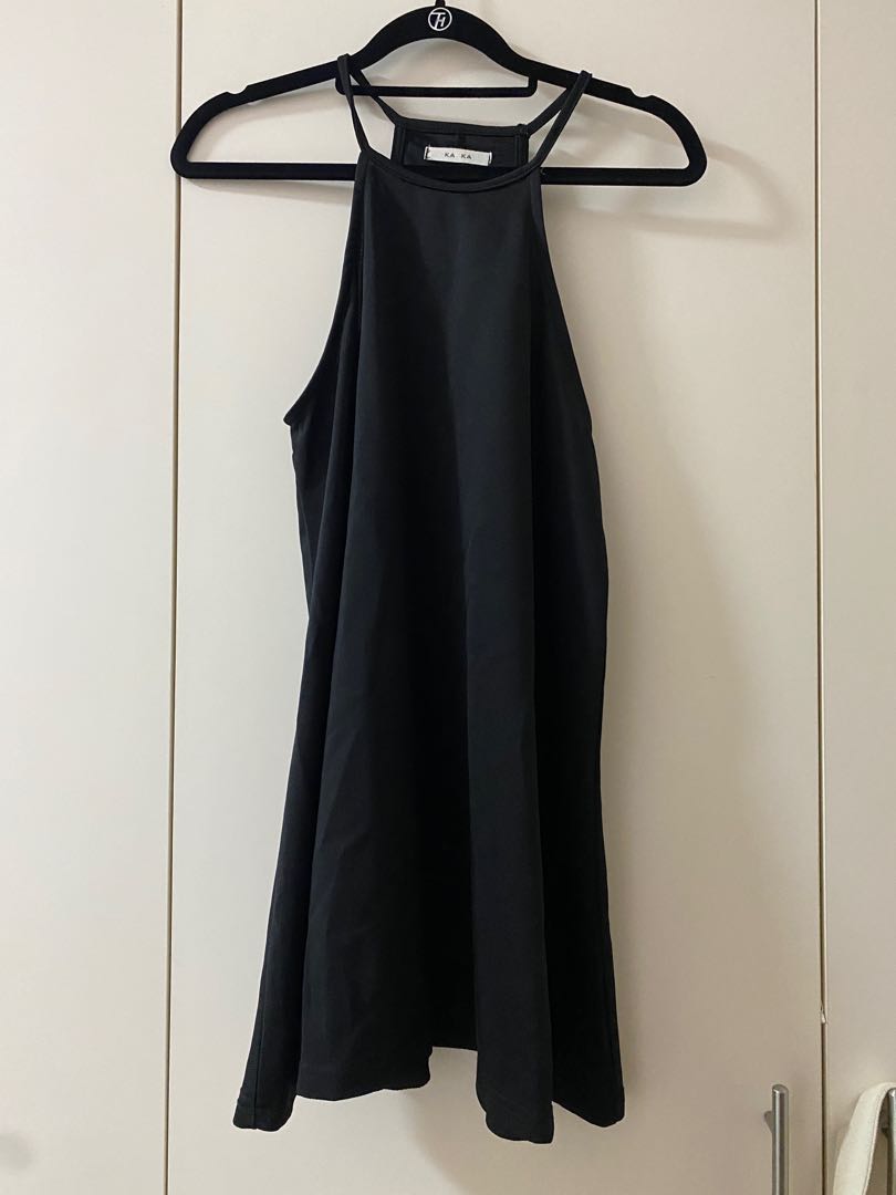 Halter Short Black Dress, Women's 