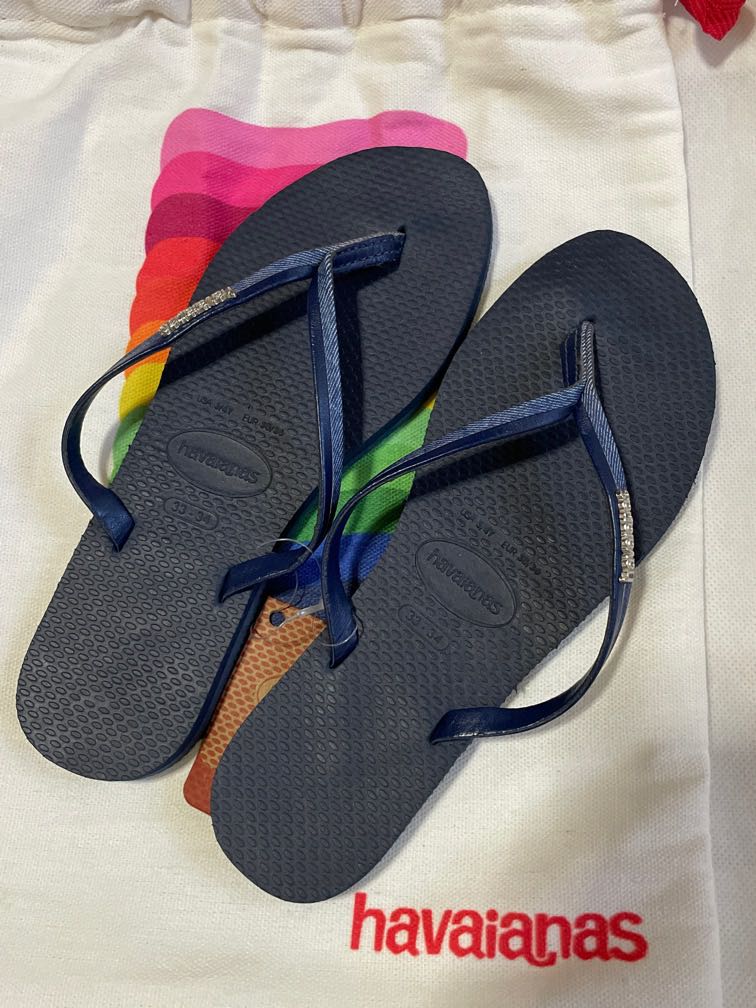 Havaianas Slim Navy Blue Women s Fashion Footwear Slippers and slides on Carousell