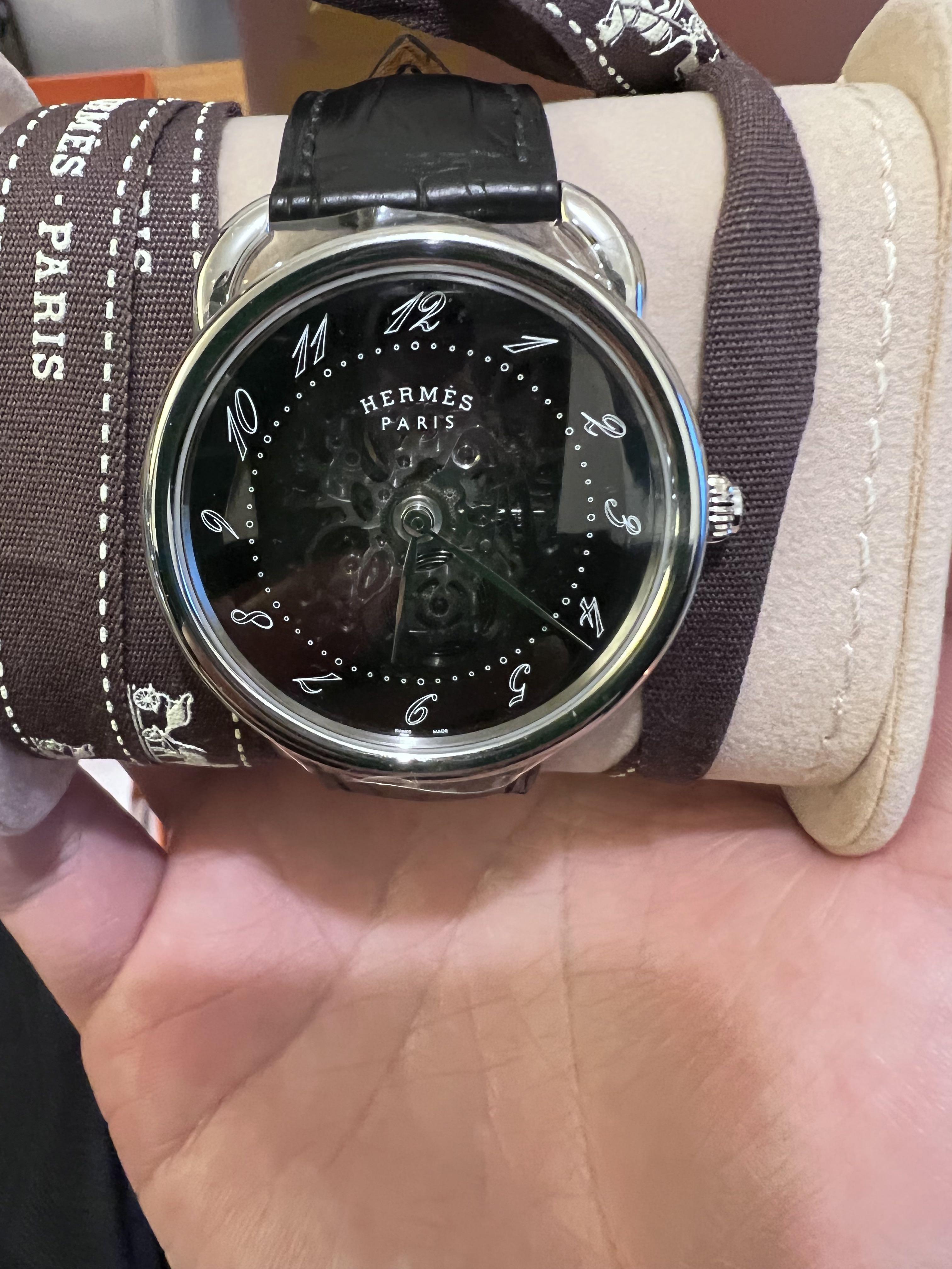 hermes ARCEAU SQUELETTE WATCH 40mm，New！full set 香港新鮮單, 名牌