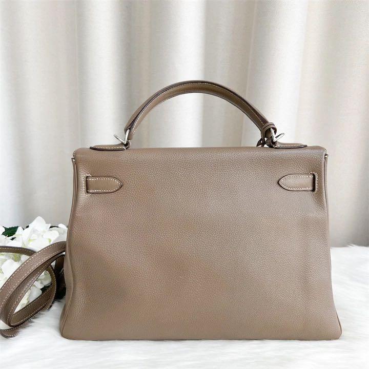 HERMES PHW Kelly 32 Handbag AST104DD Togo Calf Leather Brown