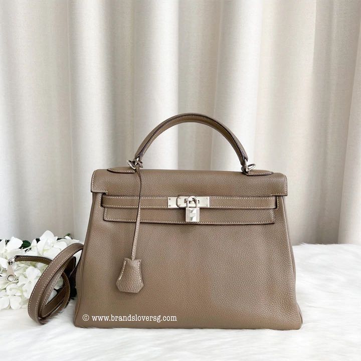 Hermes Kelly 32 Bag CC18 Etoupe Togo SHW