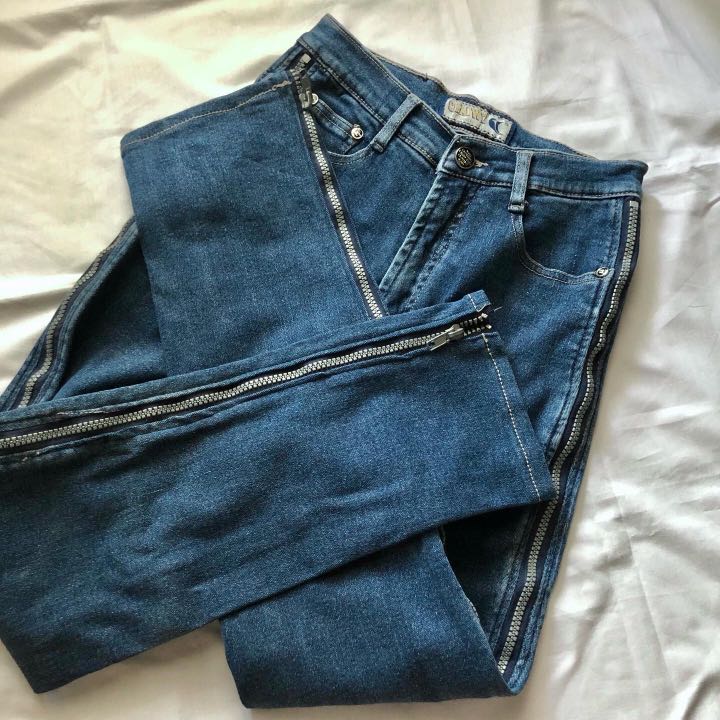 Highwaist Skinny Blue Denim Jeans with 
