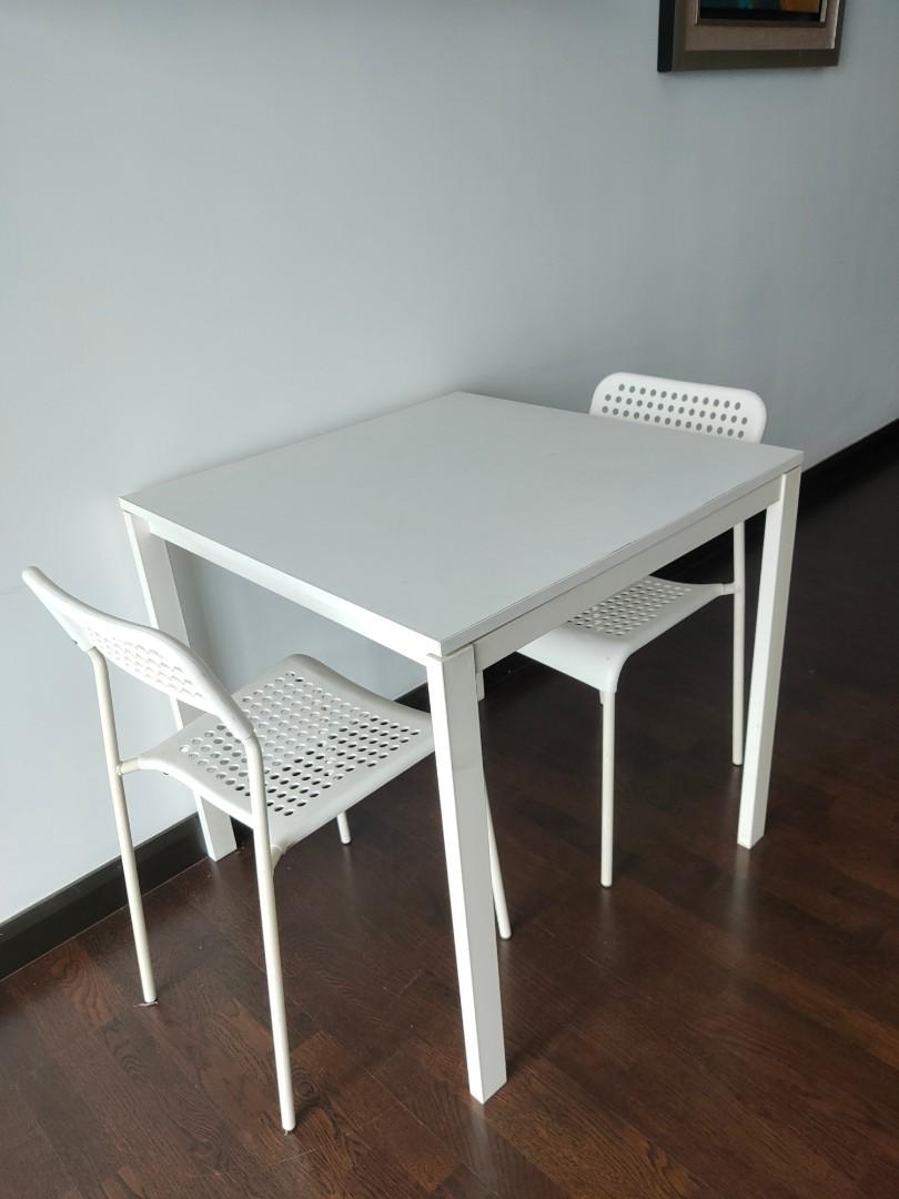 Ikea White Table & chairs set, Furniture & Home Living, Furniture, Tables & Sets on Carousell