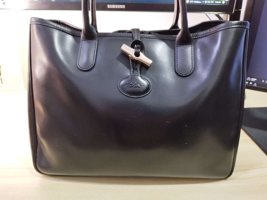 Longchamp roseau sales leather tote