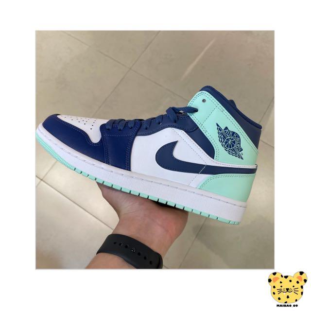 MAIBAO】Nike Air Jordan 1 Mid Blue Mint 藍薄荷554724413, 他的時尚