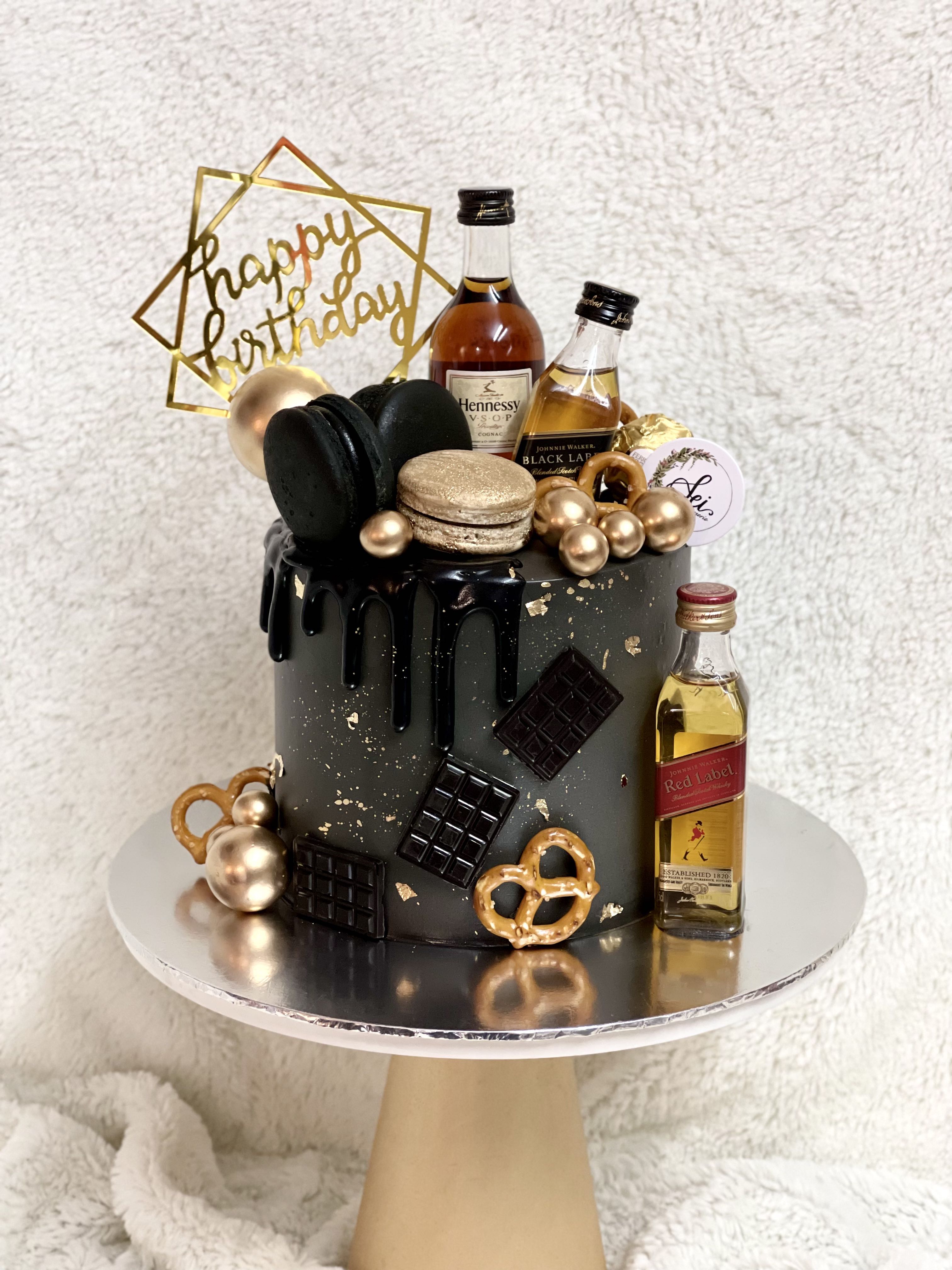 Liquor & Cigar ThemeSheet CakeBottles Provided By Customer - We Create  Delicious Memories - Oakmont Bakery