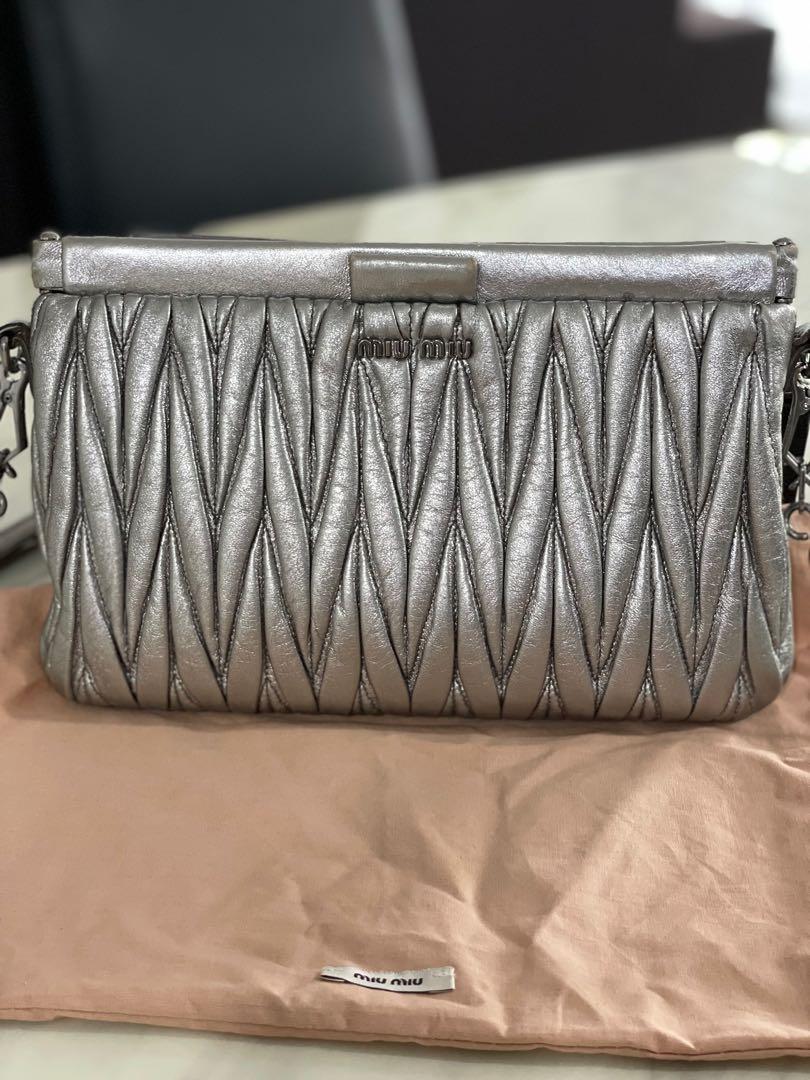 Miu miu online silver clutch