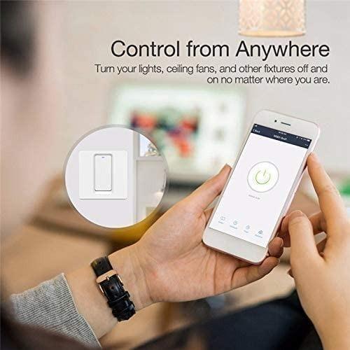 MOES WiFi Smart Light Switch 2-Pack - No Neutral Wire Needed, Works With Alexa & Google Home