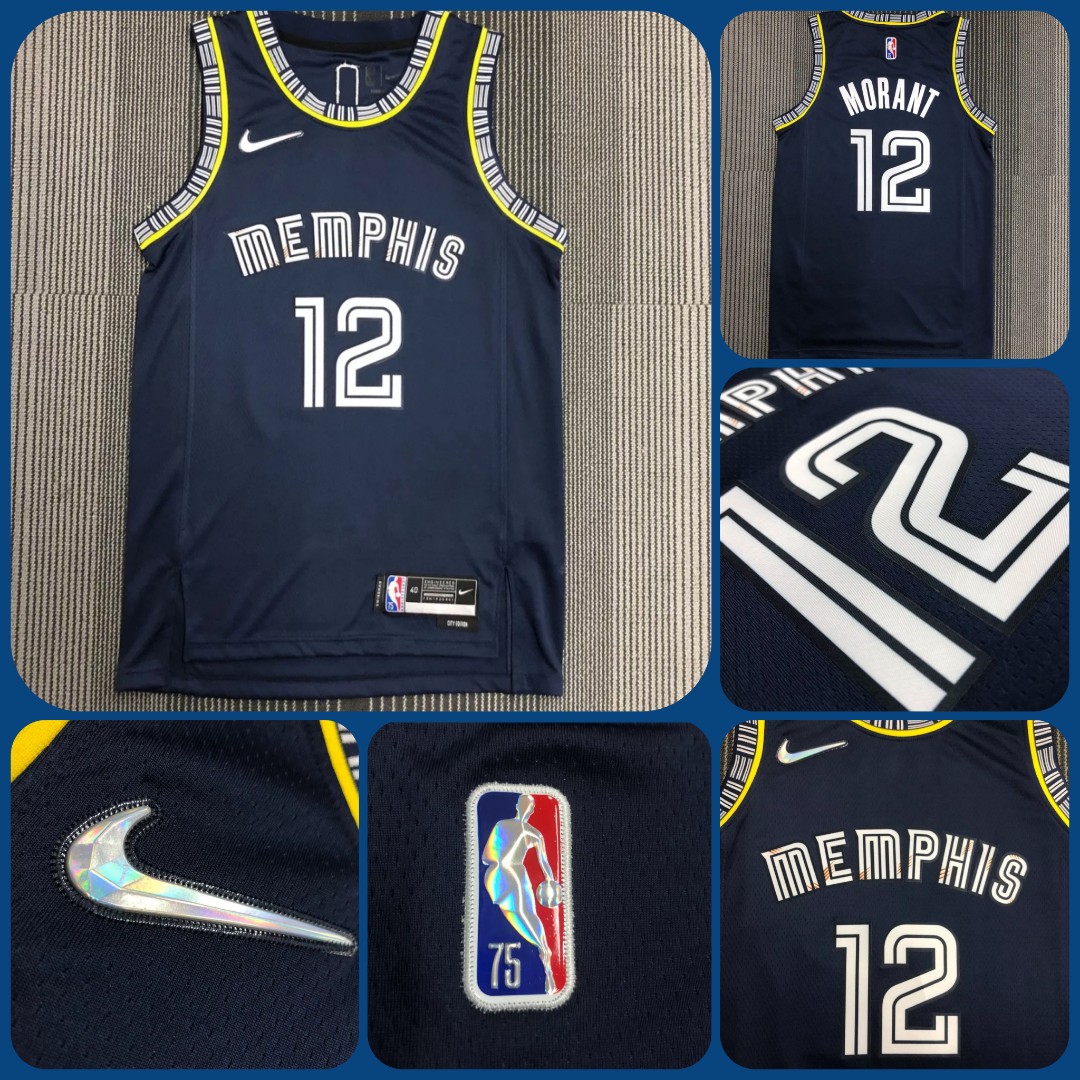 Men's Nike Ja Morant Navy Memphis Grizzlies 2021/22 Diamond Swingman Jersey  - Icon Edition