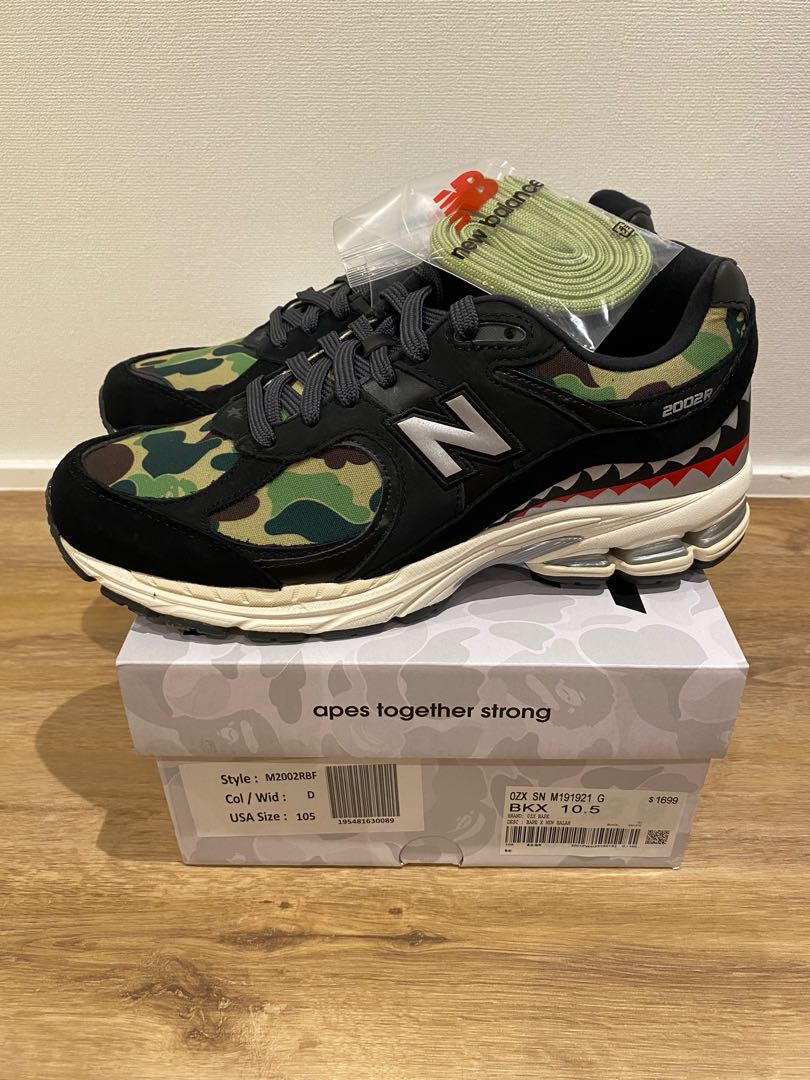 New Balance 2002 x Bape US 10.5 M2002RBF bathing ape 2002r 2002rva