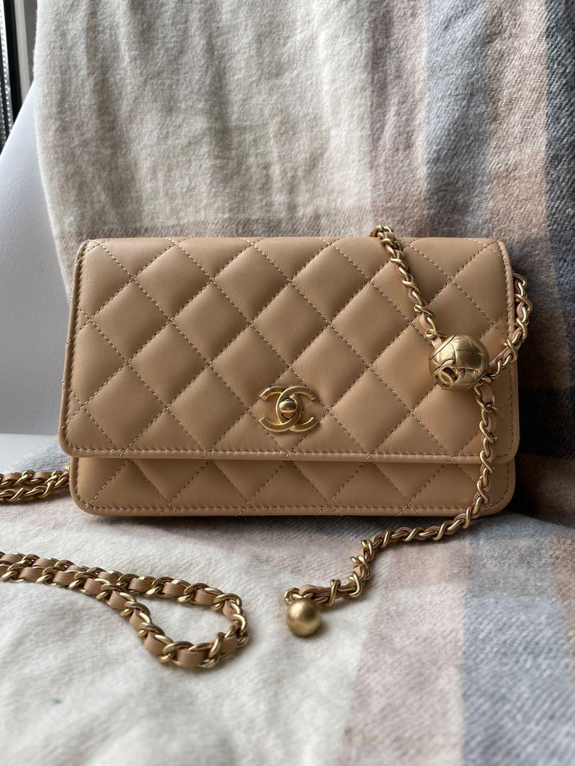 Chanel Beige Quilted Grained Calfskin WOC Wallet On Chain Silver Hardware,  2022 Available For Immediate Sale At Sotheby's
