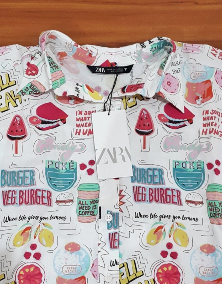 New Zara Oversized Printed Shirt 