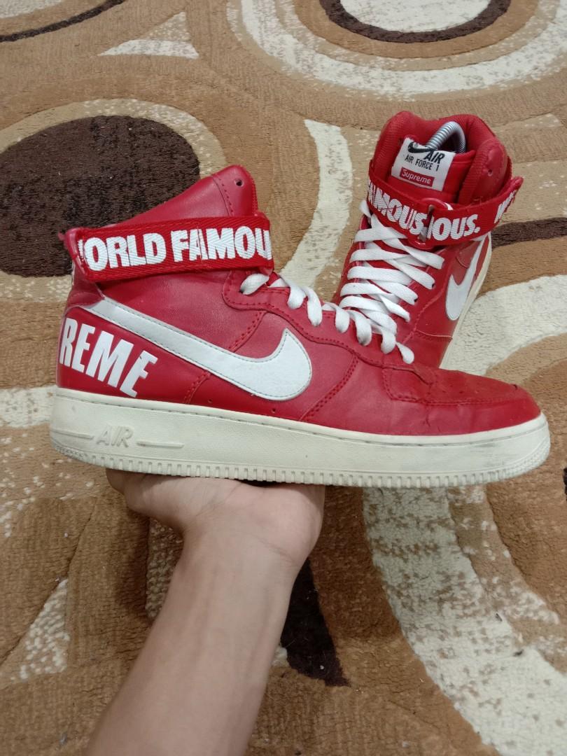 NIKE AIR FORCE 1 HIGH SUPREME WORLD FAMOUS RED 7.5UK, Men's