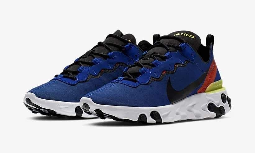 Nike React Element 55 (Category: Sneakers) located in Marilao. Submitted by lizzyyyyyy23 (Listing ID 1157073228, Image 1). Description: Authentic Colors and Available Sizes: Game Royal Blue - US 7.5, US 9 Wolf Grey/Teal- US 9.5, US 10 Bright Crimson - US 6.5, US 8.