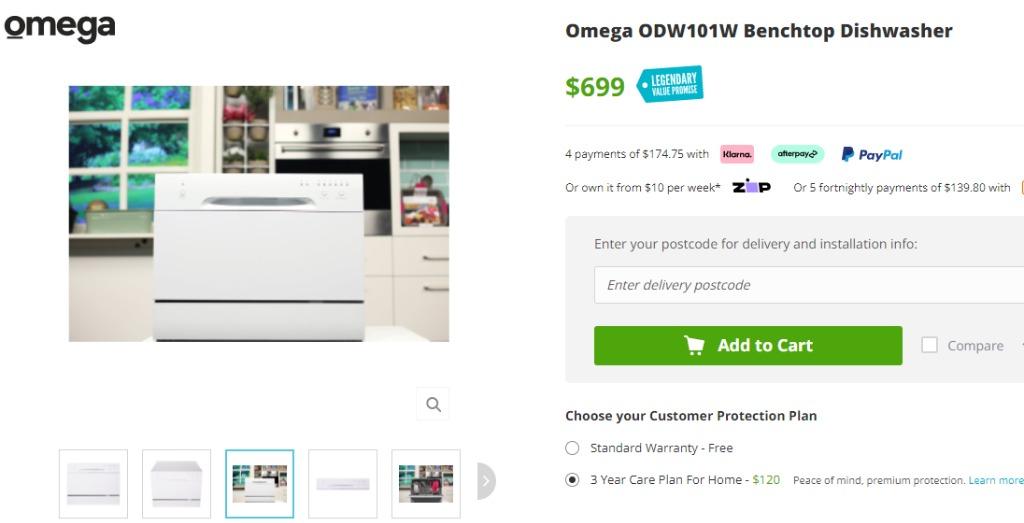 OMEGA ODW101W Tabletop Dishwasher, TV & Home Appliances, Kitchen
