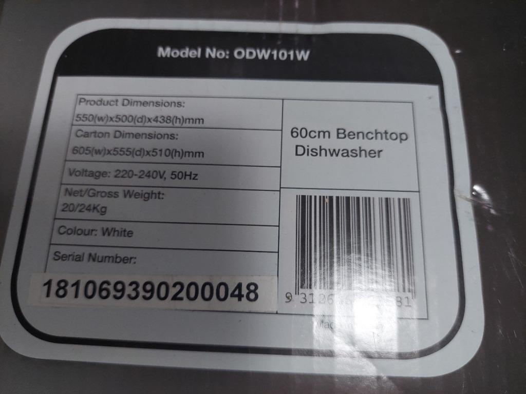 OMEGA ODW101W Tabletop Dishwasher, TV & Home Appliances, Kitchen